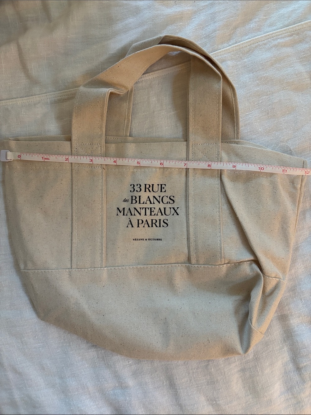 Sezane Natural Canvas Tote with Paris Text